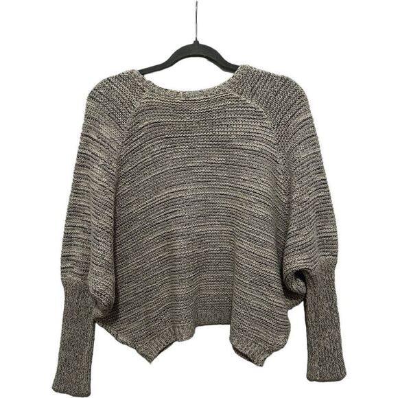 Moussy Gray White Knit Scoop Neck Dolman Long Sleeve Pullover Sweater One Size - Picture 3 of 11